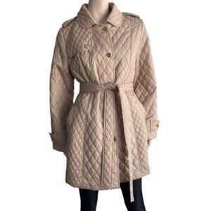 Guillaume Quilted Lightweight Belt Trench Coat Biege M